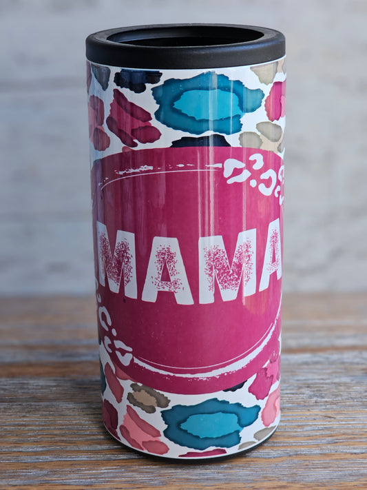 MAMA Multi-Colored Leopard - Skinny Can Cooler
