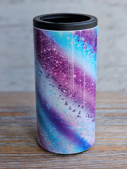 Purple and Teal Swirl - Skinny Can Cooler