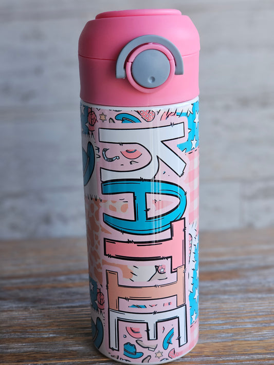 Pink Cowgirl - Katie - Personalized Water Bottle - READY TO SHIP