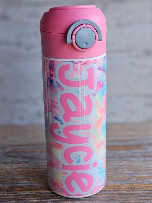 Pink Tie Dye - Jaycie - Personalized Water Bottle - READY TO SHIP