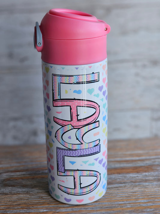 Rainbow Hearts - LAYLA - Personalized Water Bottle - READY TO SHIP