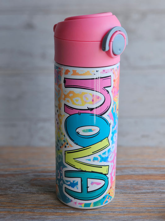 Bright Rainbow & Leopard - NOVA - Personalized Water Bottle - READY TO SHIP