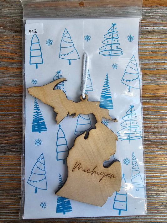 Michigan Wood Ornament - READY TO SHIP