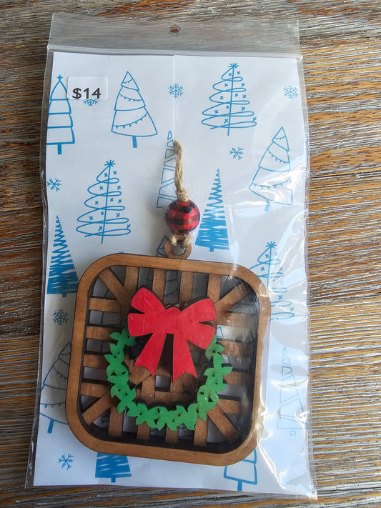 Farmhouse Wreath Wood Ornament - READY TO SHIP