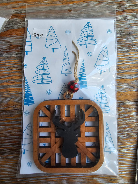 Farmhouse Deer Wood Ornament - READY TO SHIP