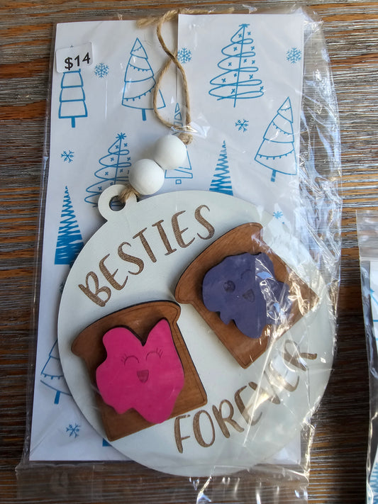 Besties Forever PB&J Wood Ornament - READY TO SHIP
