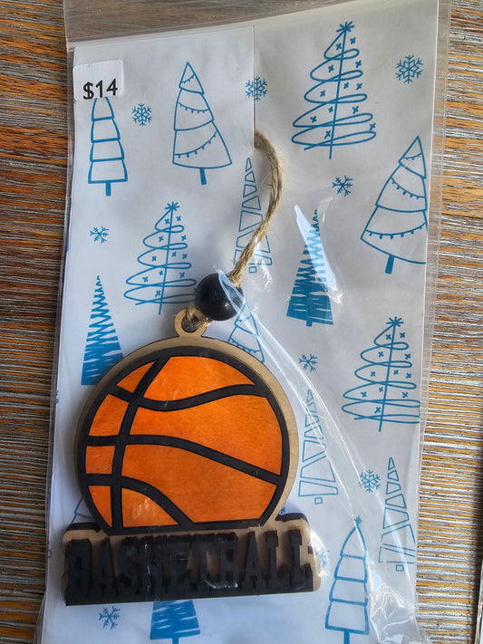 Basketball Wood Ornament - READY TO SHIP