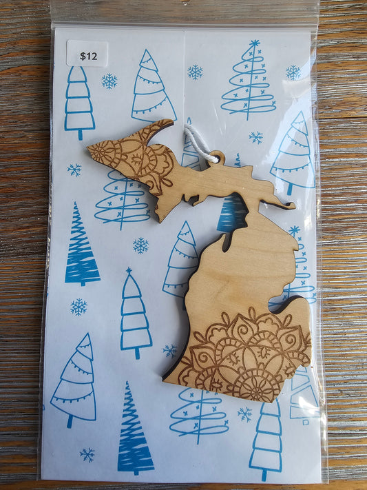 Michigan Wood Ornament - READY TO SHIP