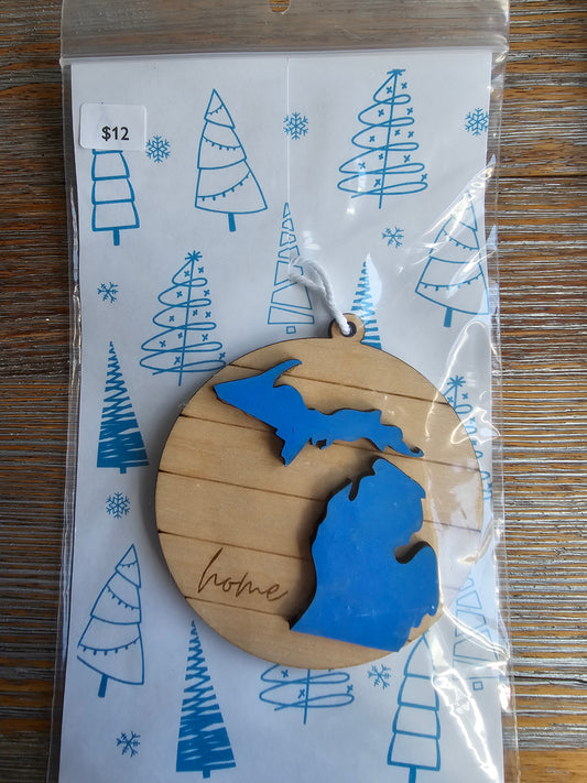 Michigan Wood Ornament - READY TO SHIP