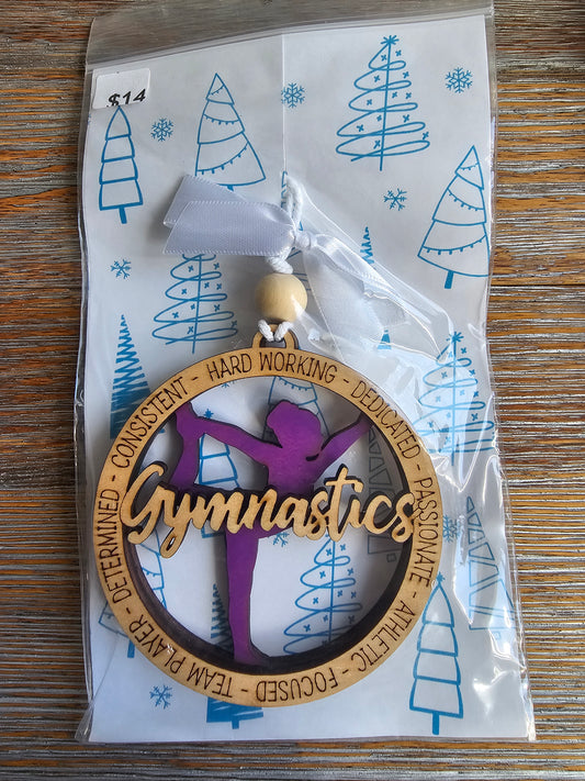 Gymnastics Wood Ornament - READY TO SHIP