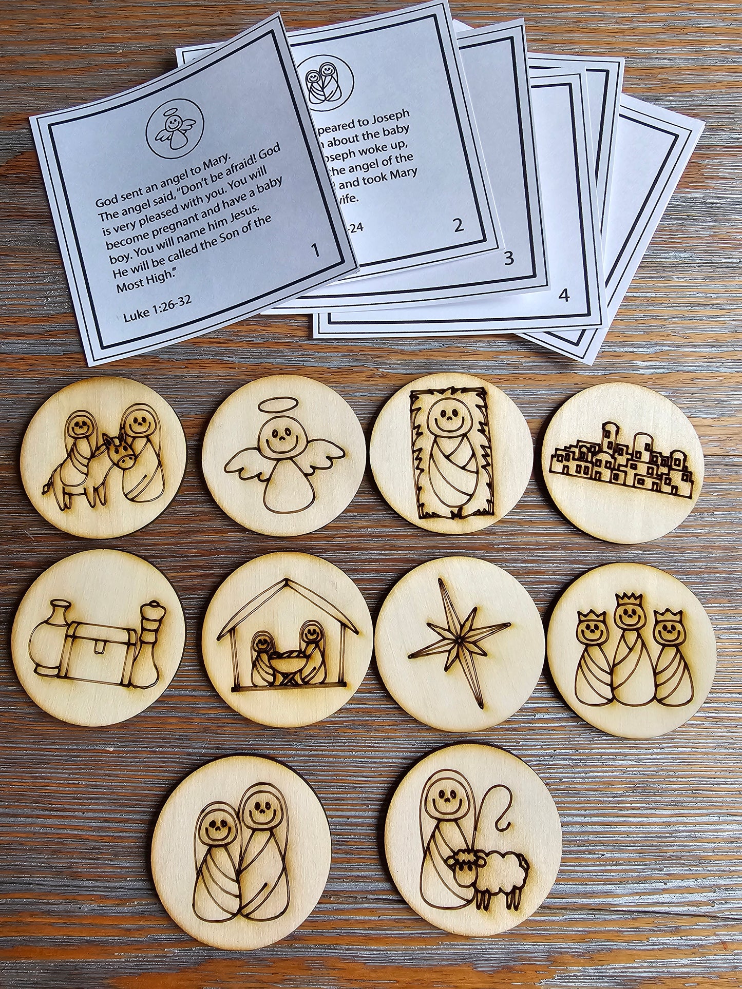 Nativity Story Token Set - Paintable Christmas Activity for Kids