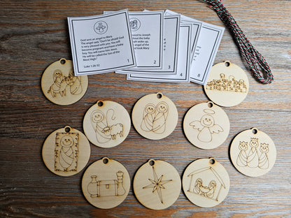 Nativity Story Ornament Set - Paintable Christmas Activity for Kids