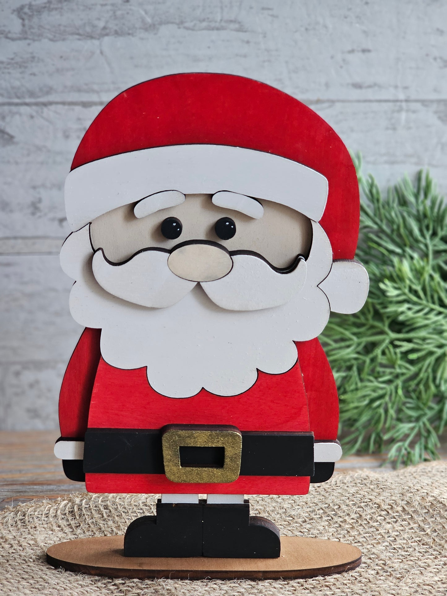 Santa Shelf Sitter - Hand-Painted Wood Christmas Figurine