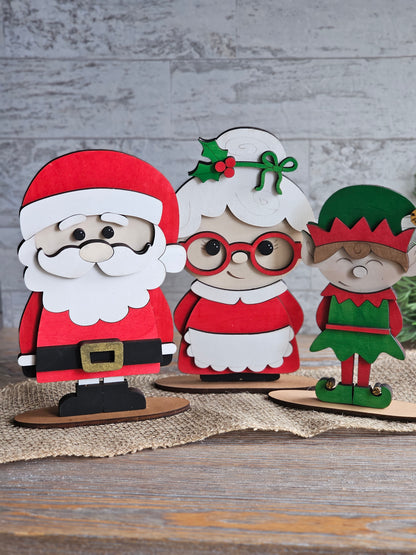 Christmas Elf Shelf Sitter - Hand-Painted Wood Christmas Figurine