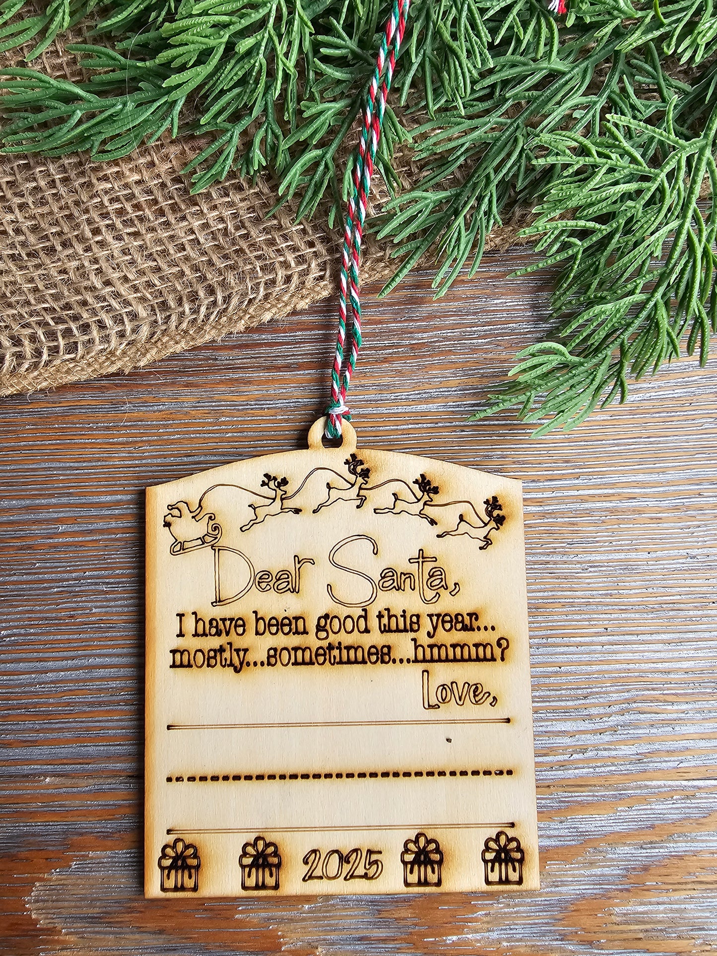 "Dear Santa" 2025 Kids Writing Ornament
