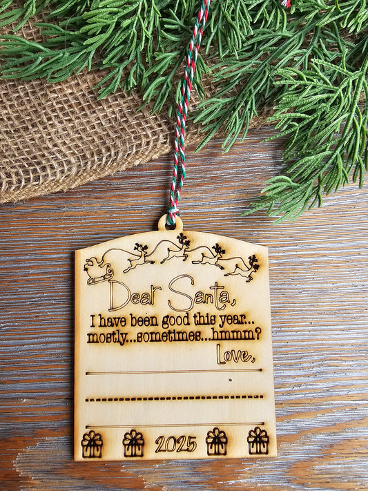 "Dear Santa" 2025 Kids Writing Ornament