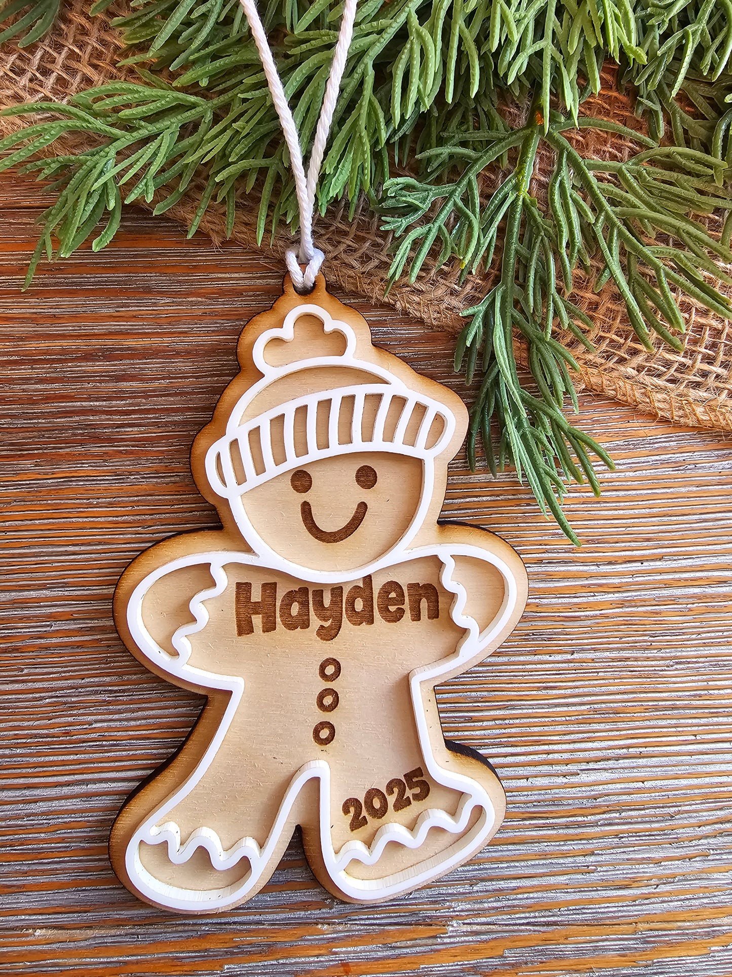 Personalized Gingerbread Ornament – Choose Boy, Girl, or Winter Hat Style!