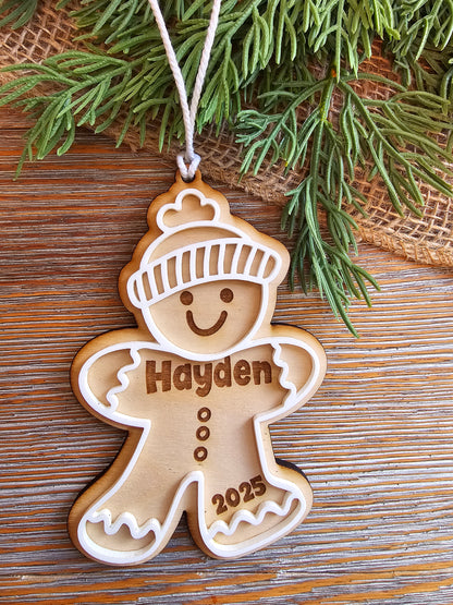 Personalized Gingerbread Ornament – Choose Boy, Girl, or Winter Hat Style!