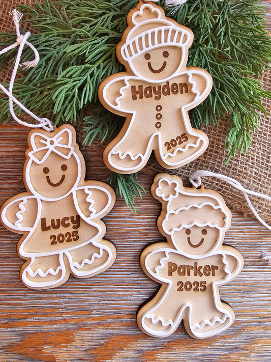 Personalized Gingerbread Ornament – Choose Boy, Girl, or Winter Hat Style!