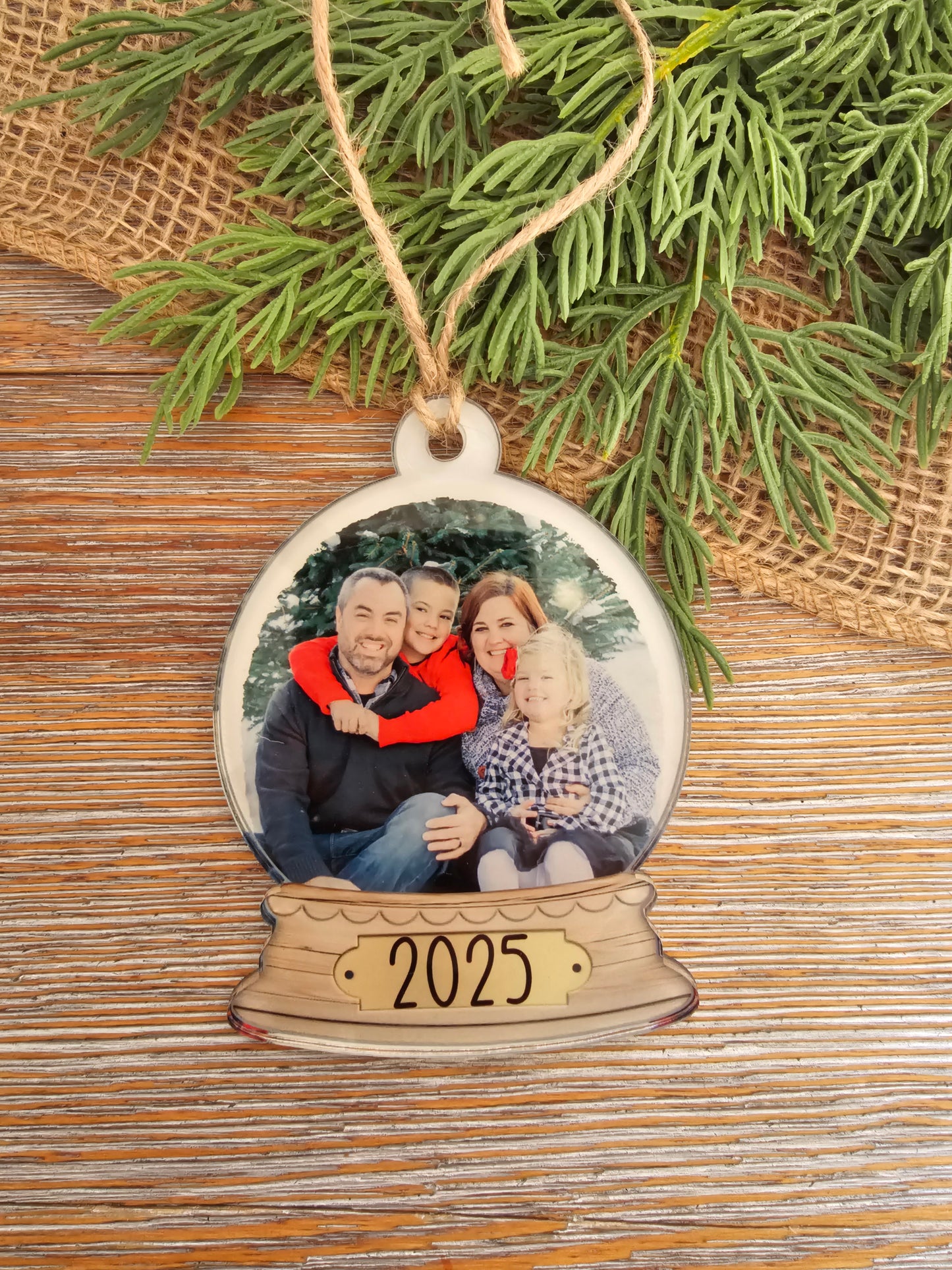 Personalized Family Snow Globe Ornament - Custom Photo Keepsake Ornament