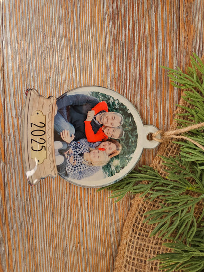 Personalized Family Snow Globe Ornament - Custom Photo Keepsake Ornament