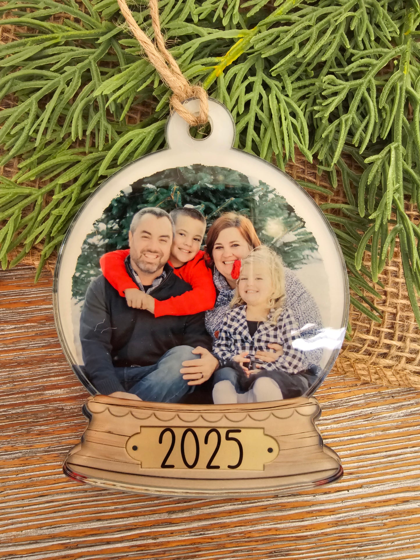 Personalized Family Snow Globe Ornament - Custom Photo Keepsake Ornament