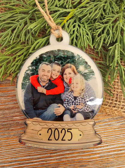 Personalized Family Snow Globe Ornament - Custom Photo Keepsake Ornament