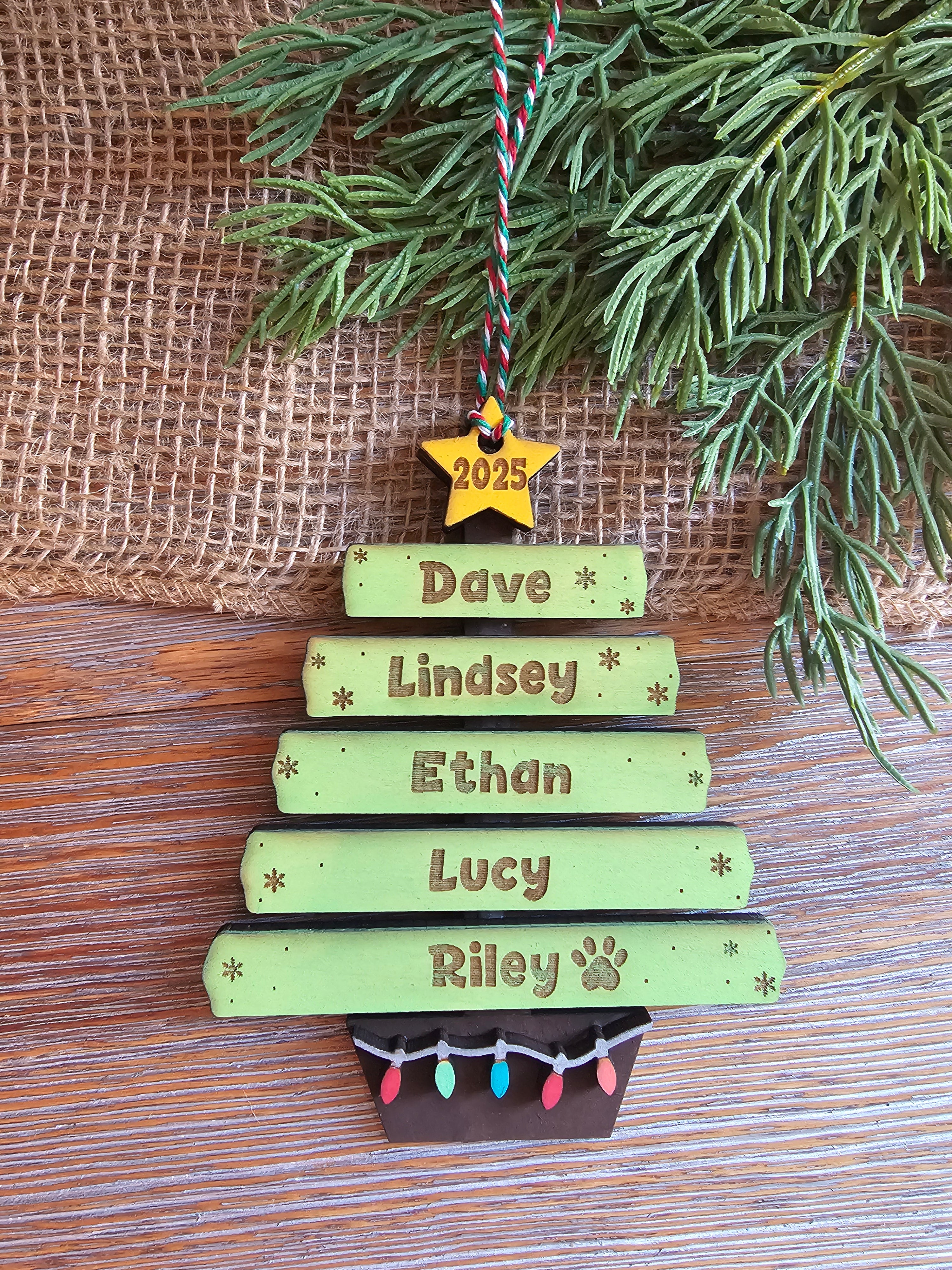 Personalized Family Christmas Tree Ornament – Custom Names Keepsake ...