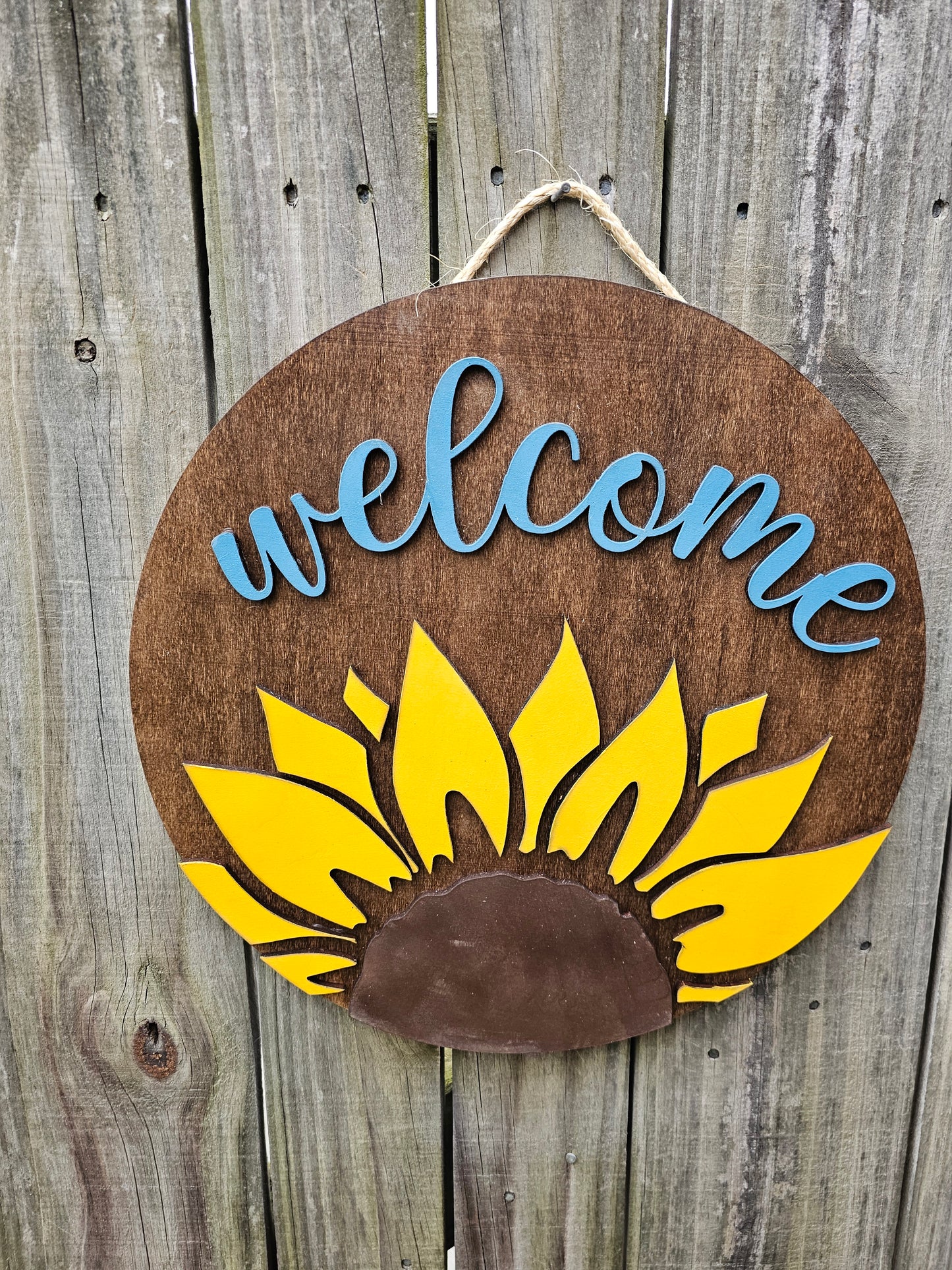 Welcome Sunflower Wooden Door Hanging Sign