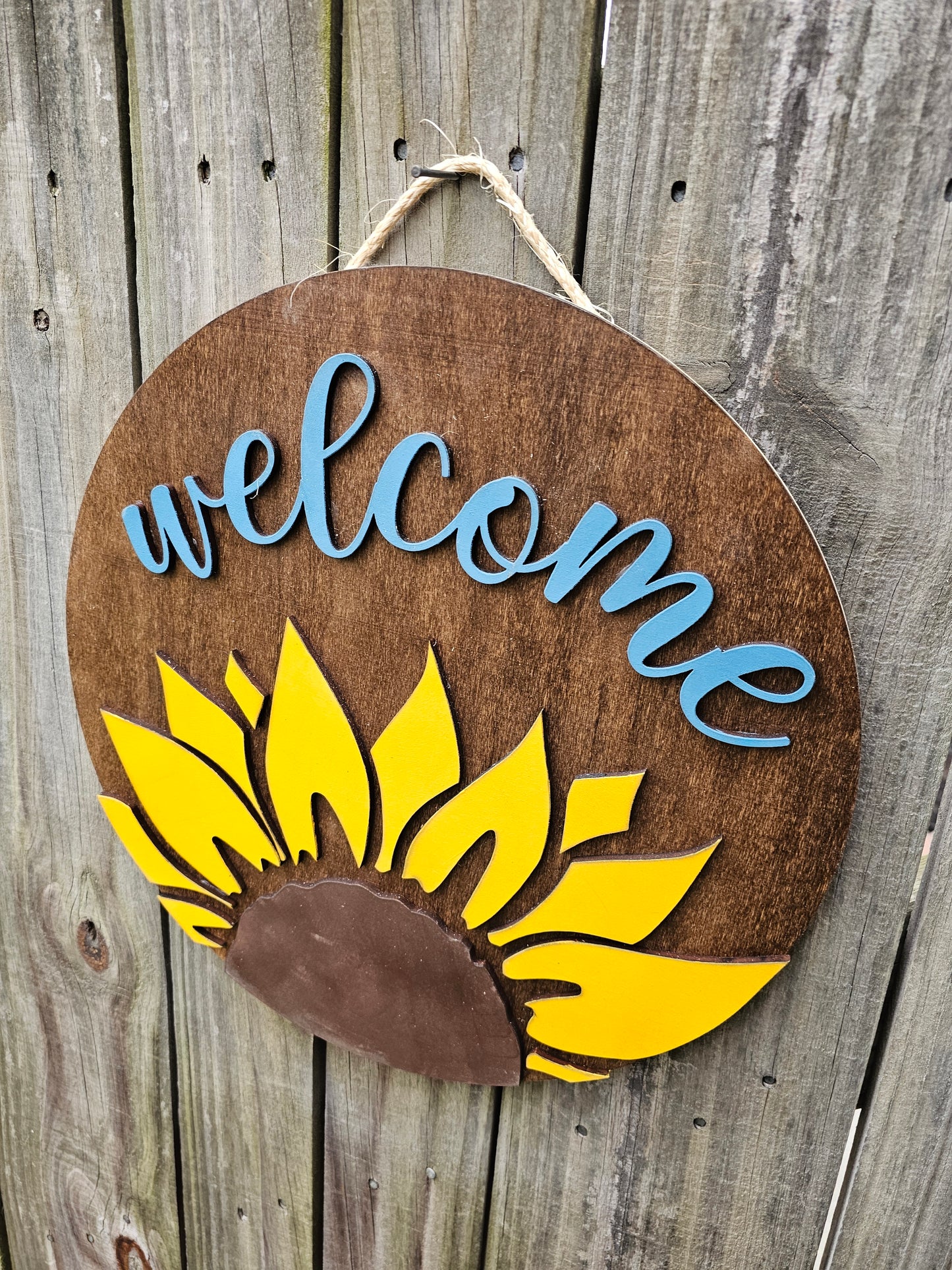 Welcome Sunflower Wooden Door Hanging Sign