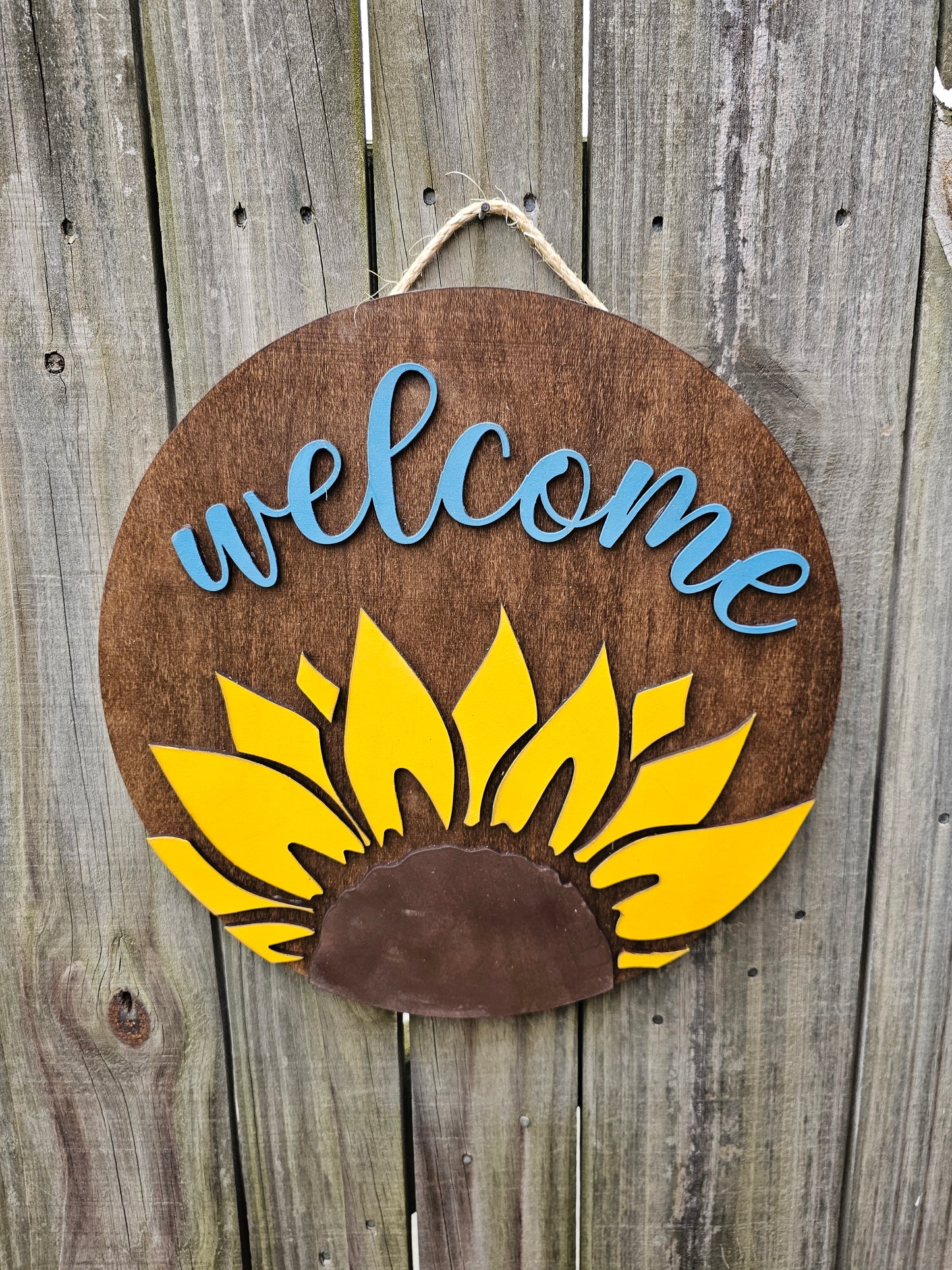 Welcome Sunflower Wooden Door Hanging Sign