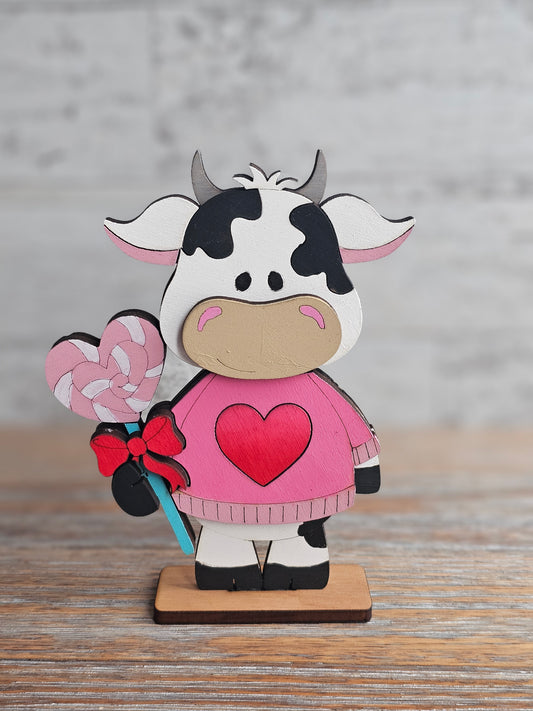 Valentine's Day Cow Wood Shelf Sitter - Valentine's Day Decor