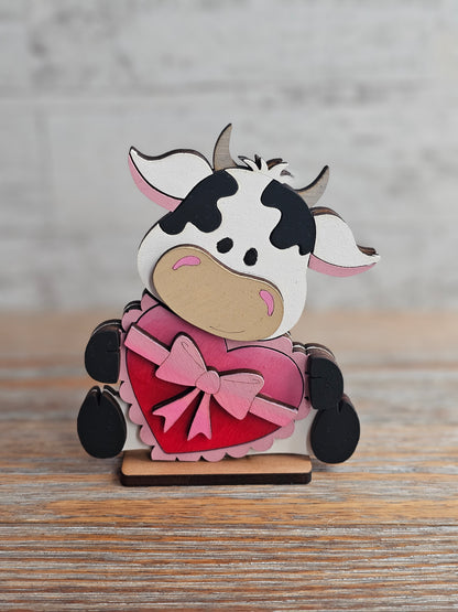Valentine's Day Cow Wood Shelf Sitter - Valentine's Day Decor
