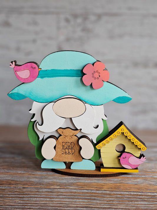 Spring Birdhouse Gnome Wood Decor