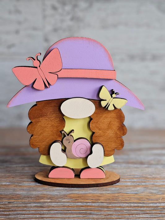Spring Butterfly Girl Gnome Wood Decor