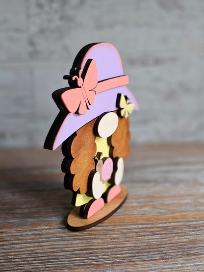 Spring Butterfly Girl Gnome Wood Decor