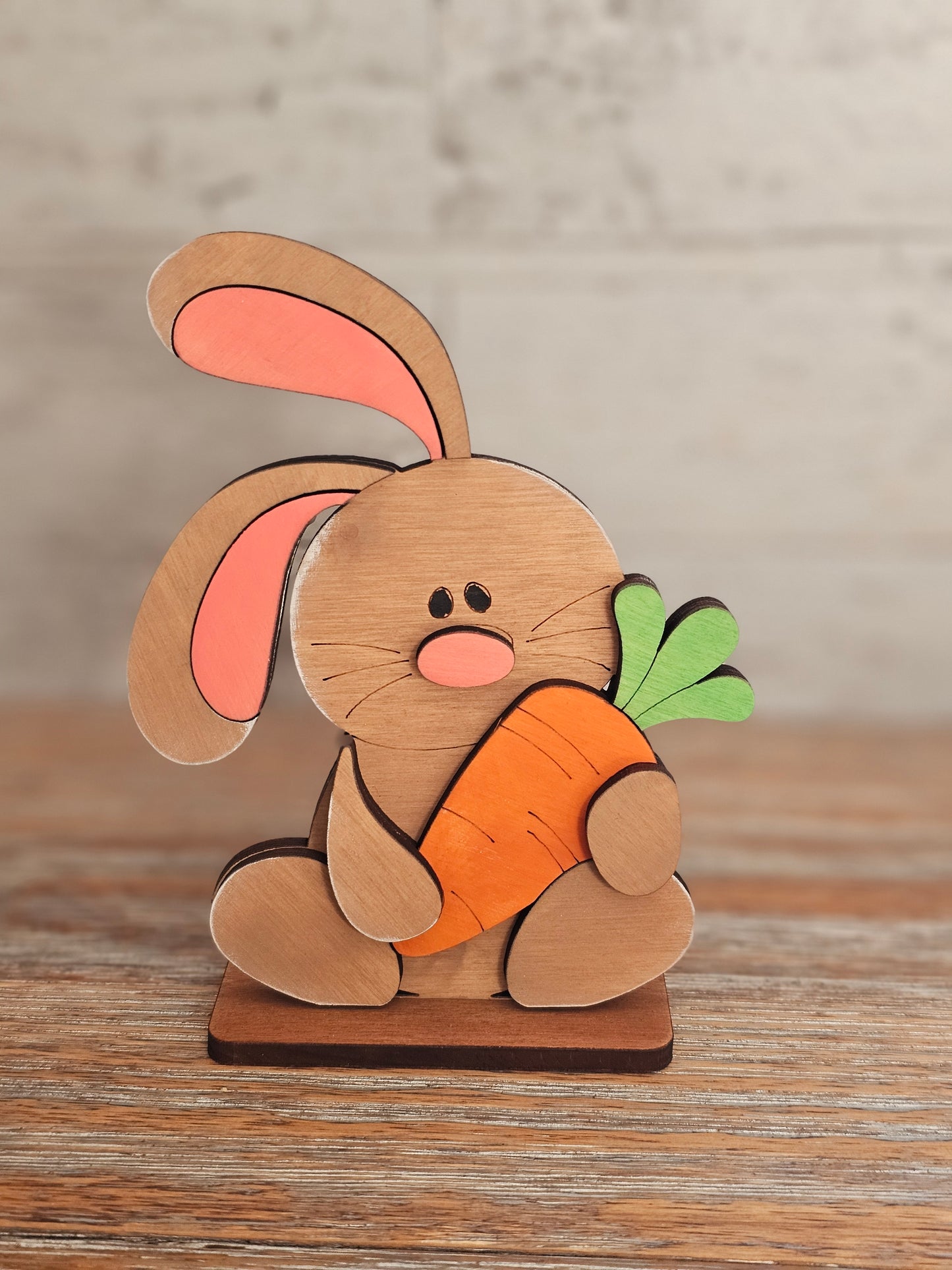 Floppy Ear Bunny with Carrot Wood Decor