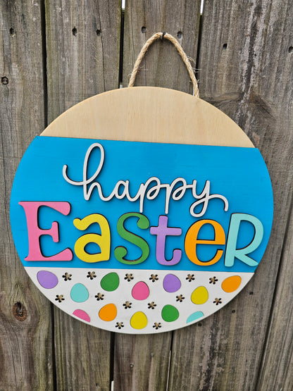Happy Easter Wooden Door Hanging Sign