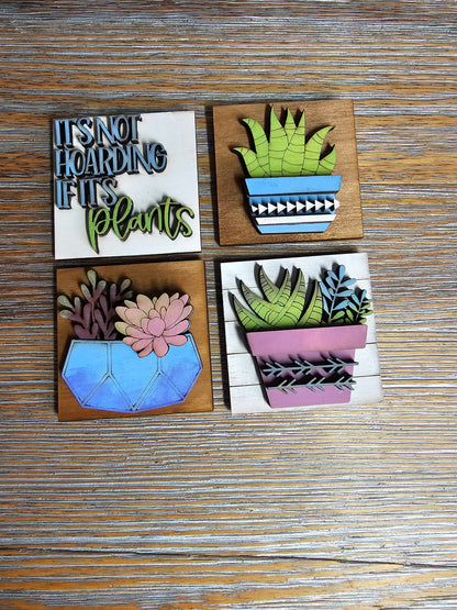 Succulent Interchangeable Tile Set - Set of 4