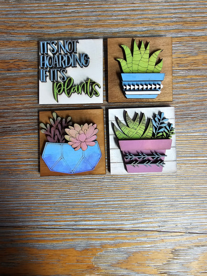 Succulent Interchangeable Tile Set - Set of 4