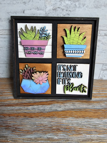 Succulent Interchangeable Tile Set - Set of 4