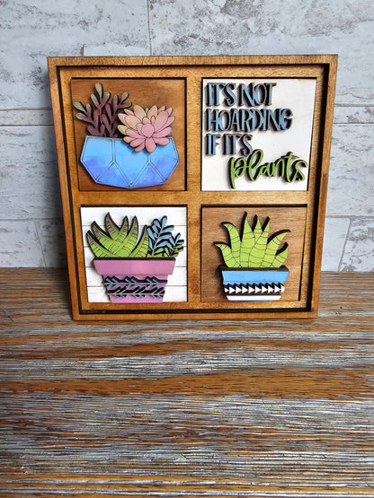 Succulent Interchangeable Tile Set - Set of 4