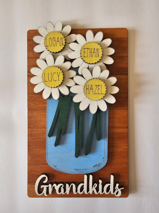 Personalized Daisy Name Sign – Grandkids Flower Sign