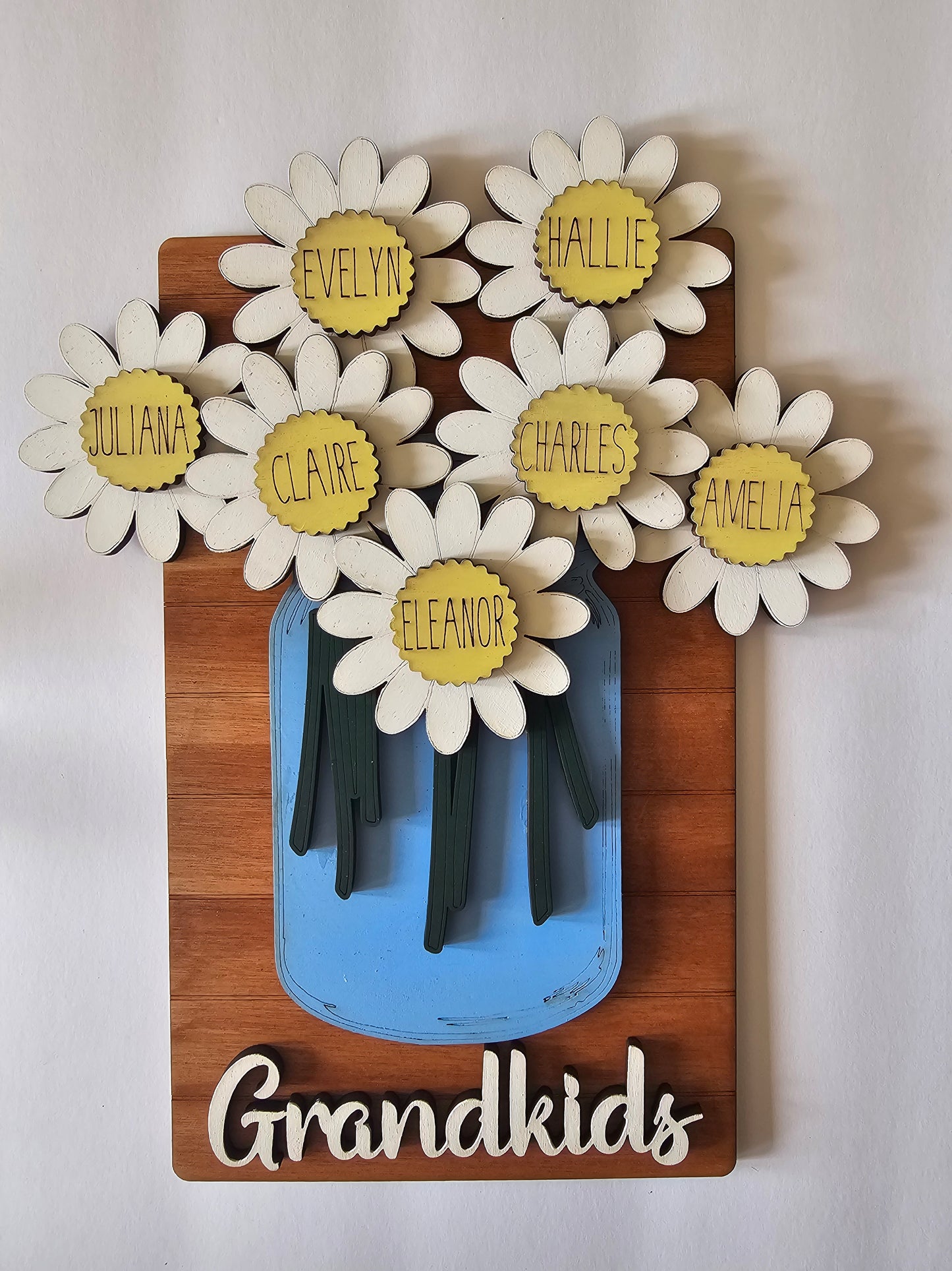 Personalized Daisy Name Sign – Grandkids Flower Sign