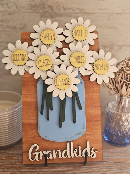 Personalized Daisy Name Sign – Grandkids Flower Sign
