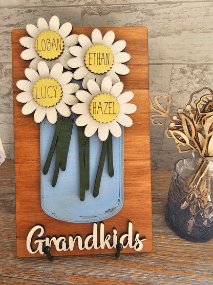 Personalized Daisy Name Sign – Grandkids Flower Sign