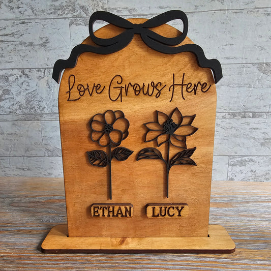 Personalized Birth Flower Wood Sign