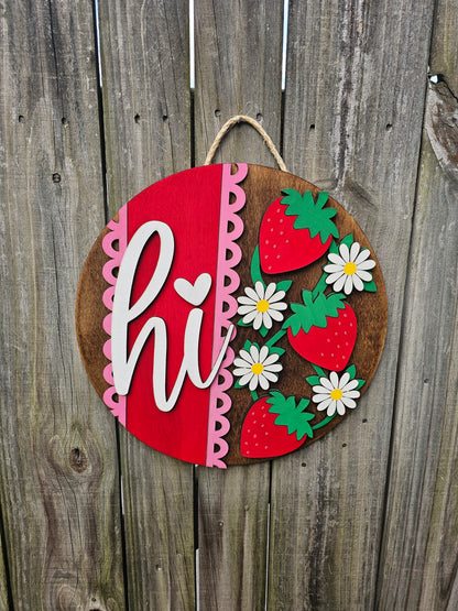 Strawberry Hi Wood Door Sign