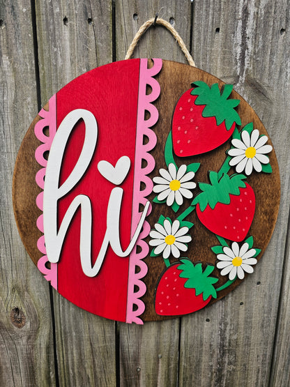 Strawberry Hi Wood Door Sign