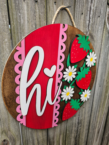 Strawberry Hi Wood Door Sign
